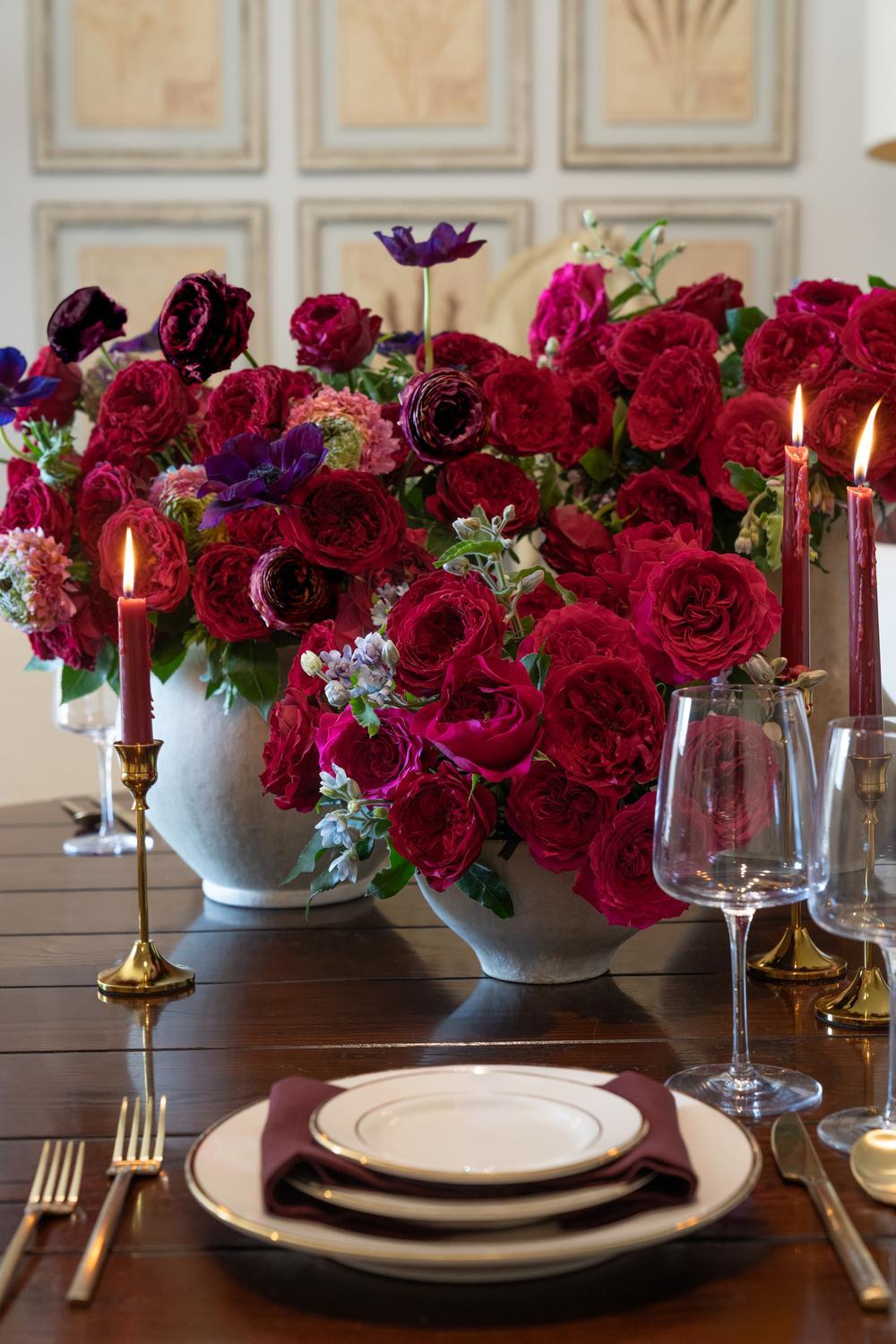 Christmas floral table arrangement