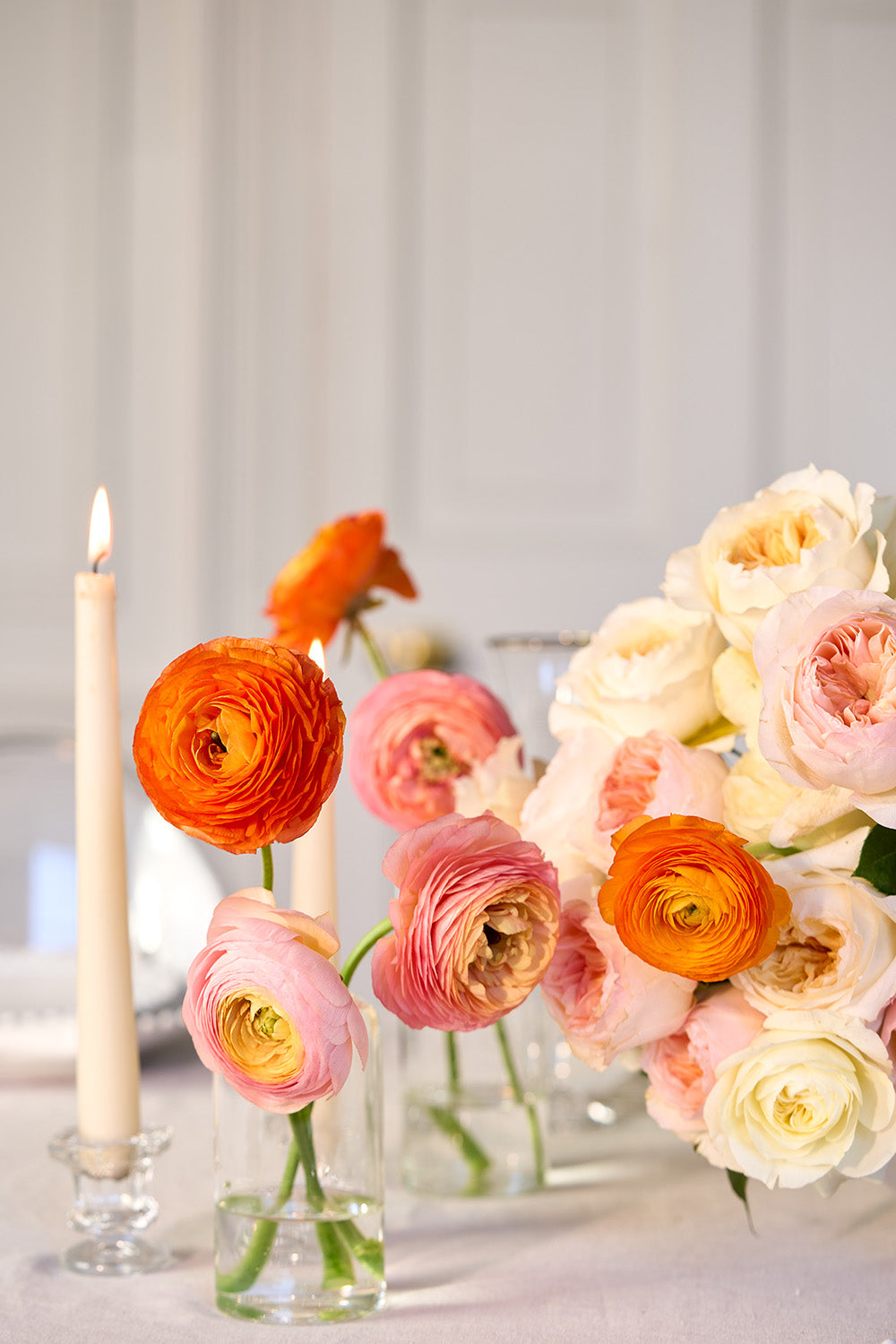 Citrus Linen Rose Bouquet Table Arrangement