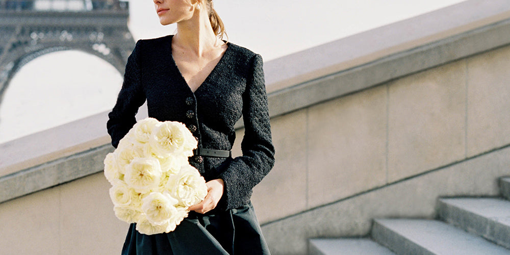 Leonora Muse with Large Bouquet in Paris