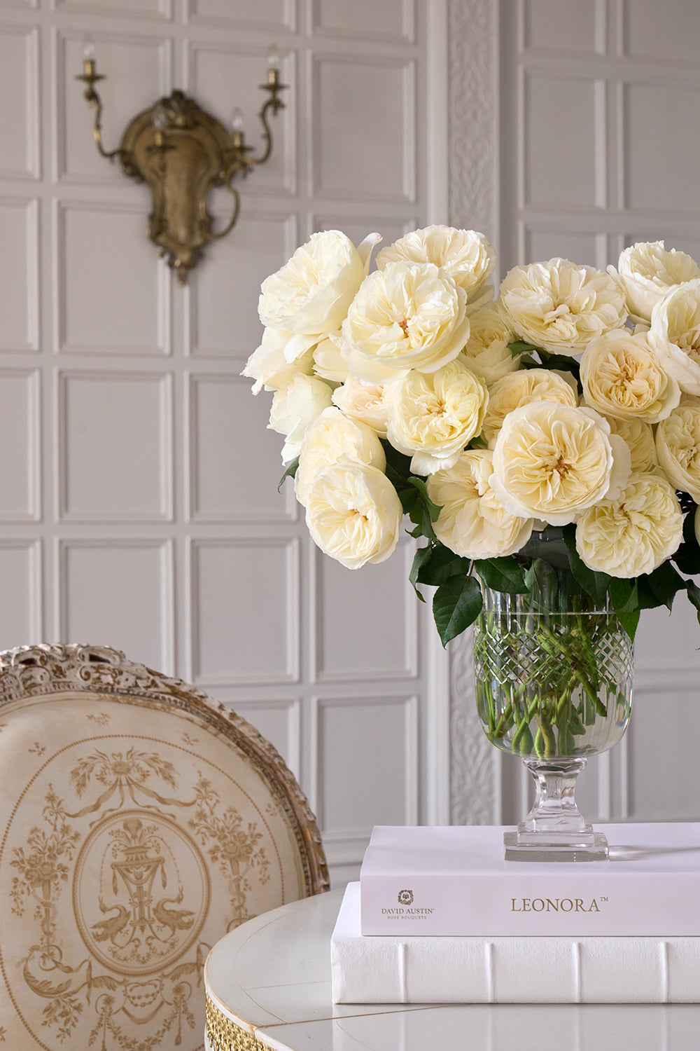 Leonora Roses in Vase David Austin Rose Bouquets