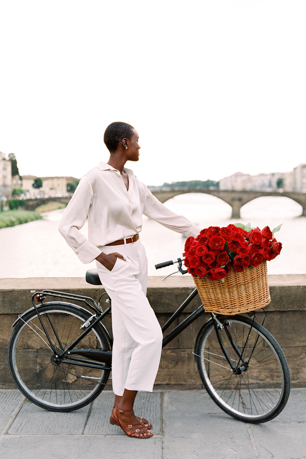 Tess Rose Muse With Bicycle Basket of Roses