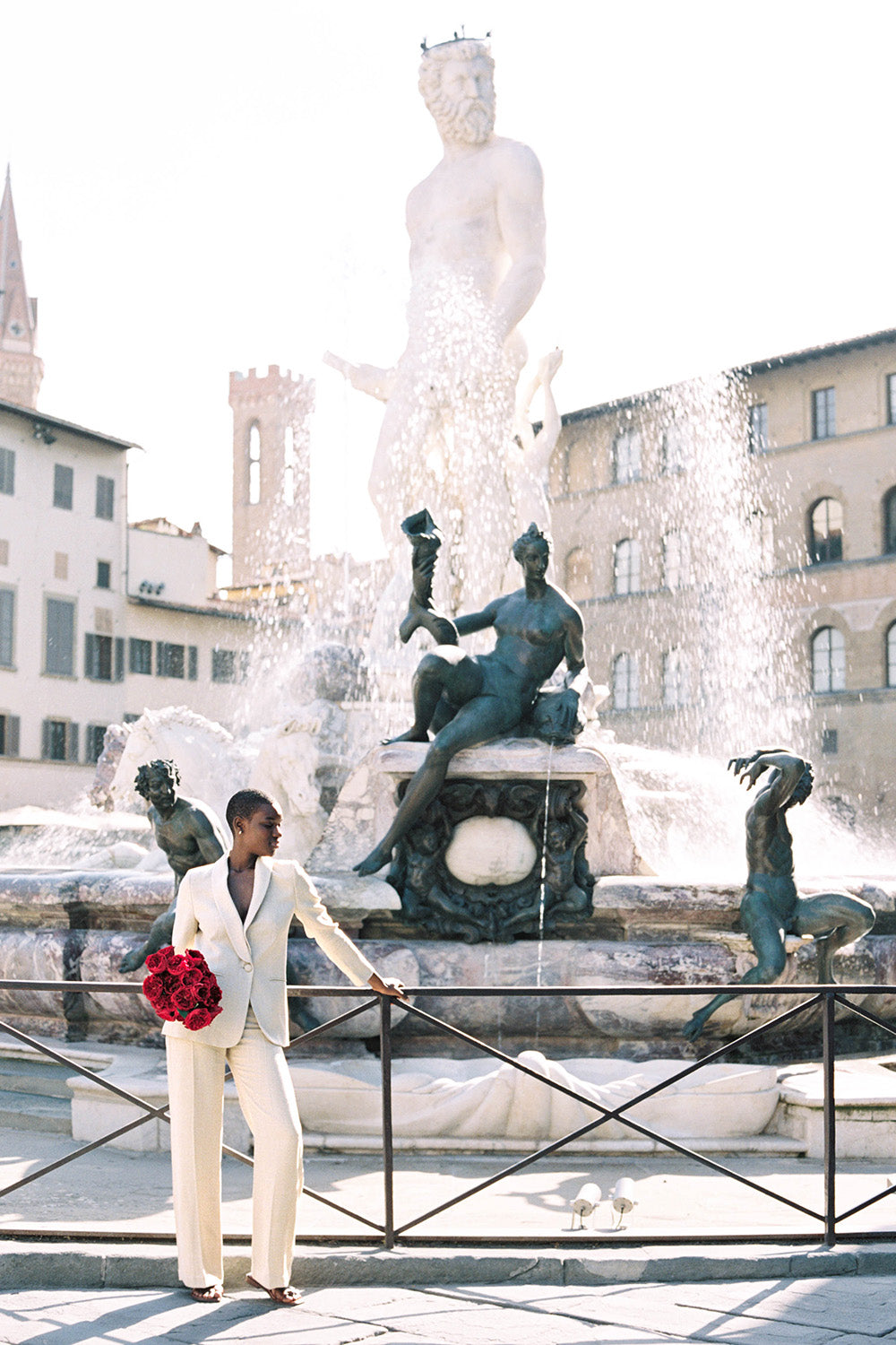 Tess Rose Muse in Cream Suit in Florence