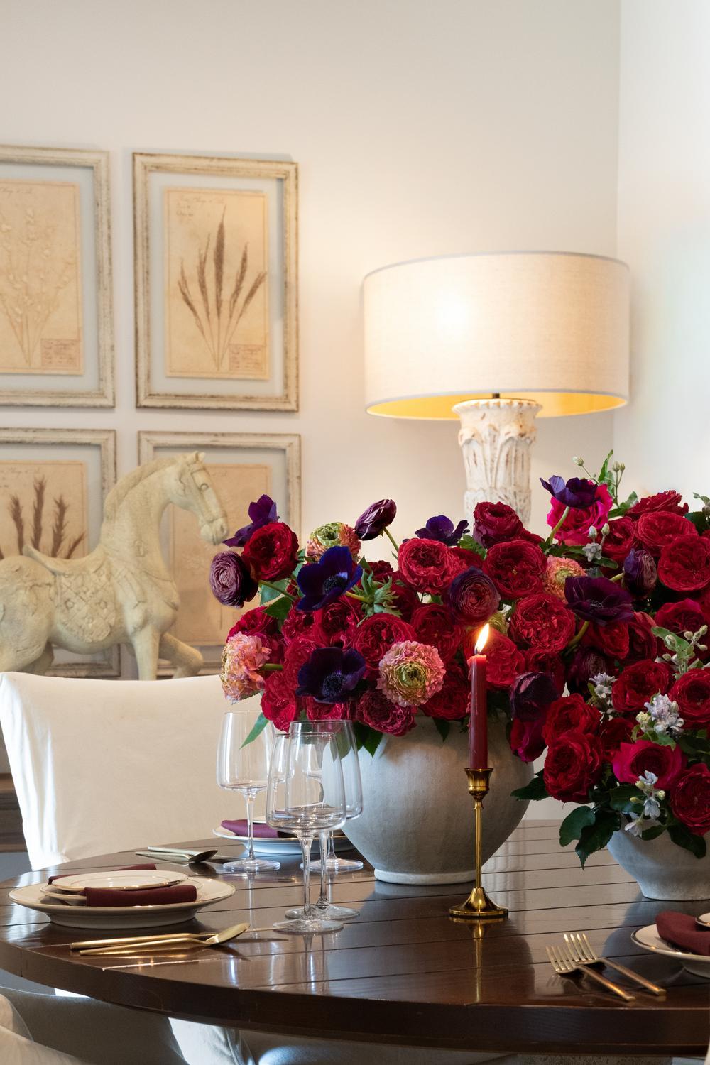 Christmas floral table arrangement