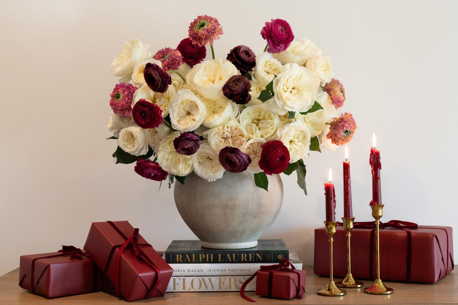 Christmas floral vase arrangement