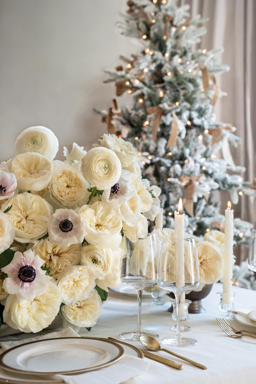 Christmas floral table arrangement
