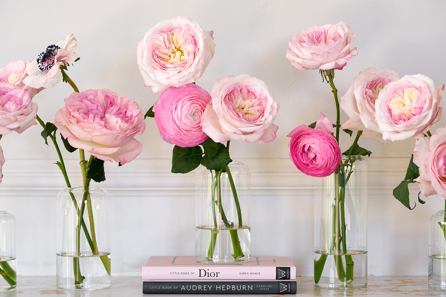 Pink Taffeta Rose Bouquet Single Bud Vase Arrangement