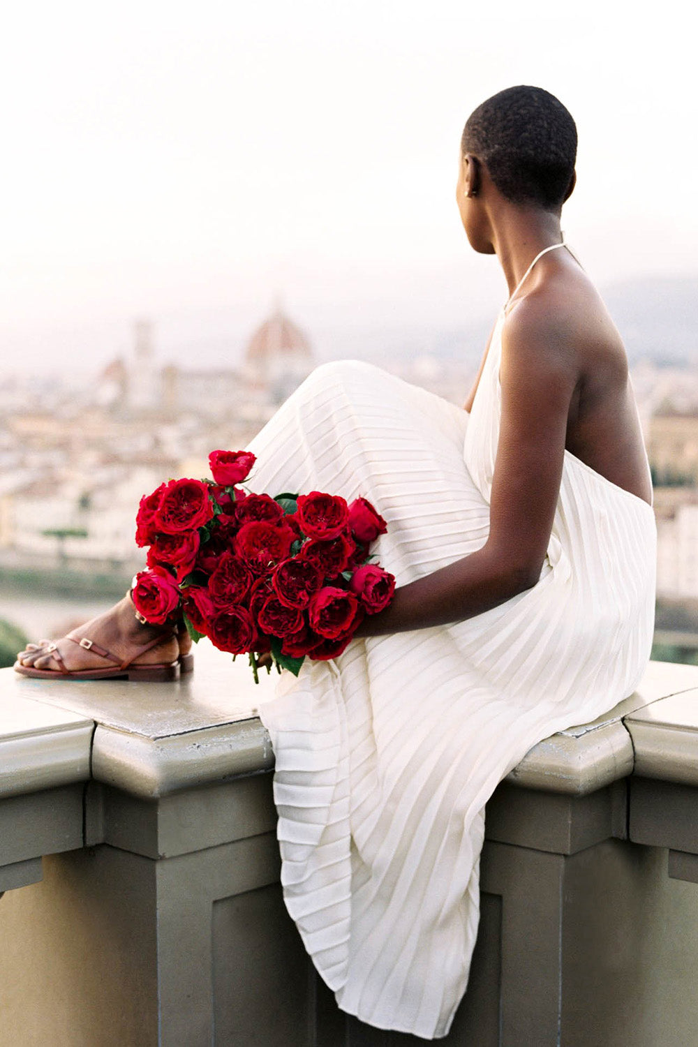 Tess Rose Muse Sat on Wall Overlooking Florence City